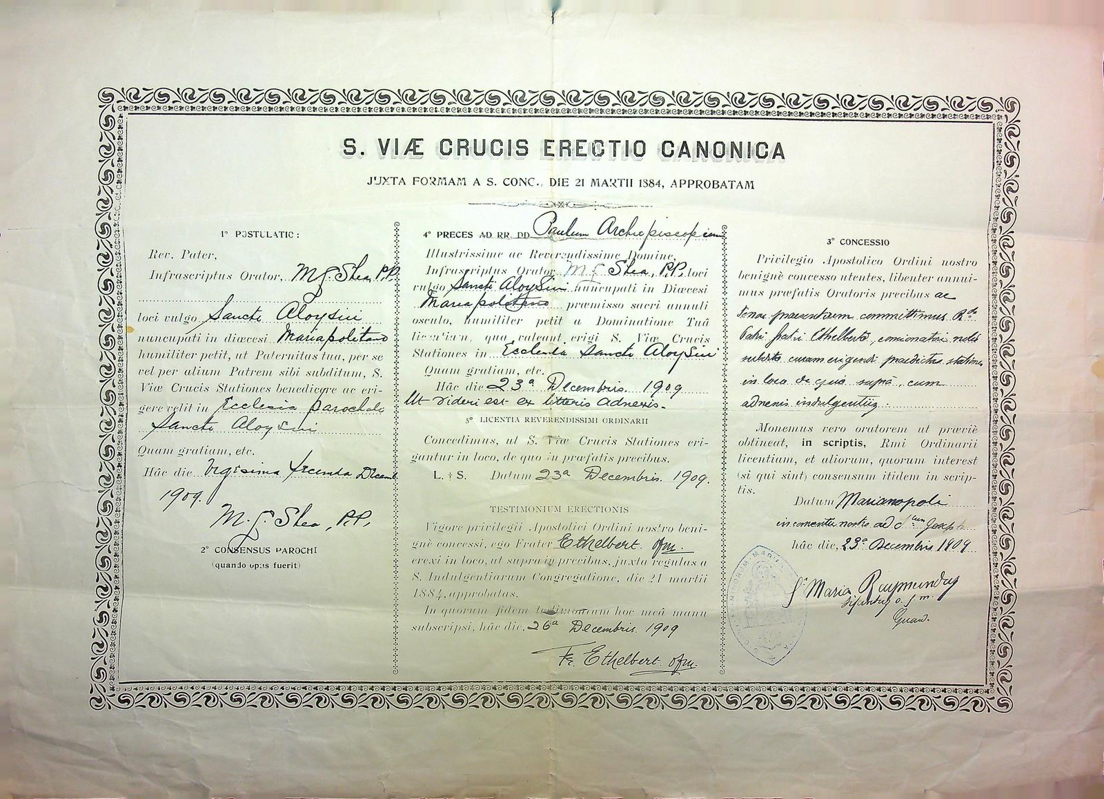 Certificate of Opening